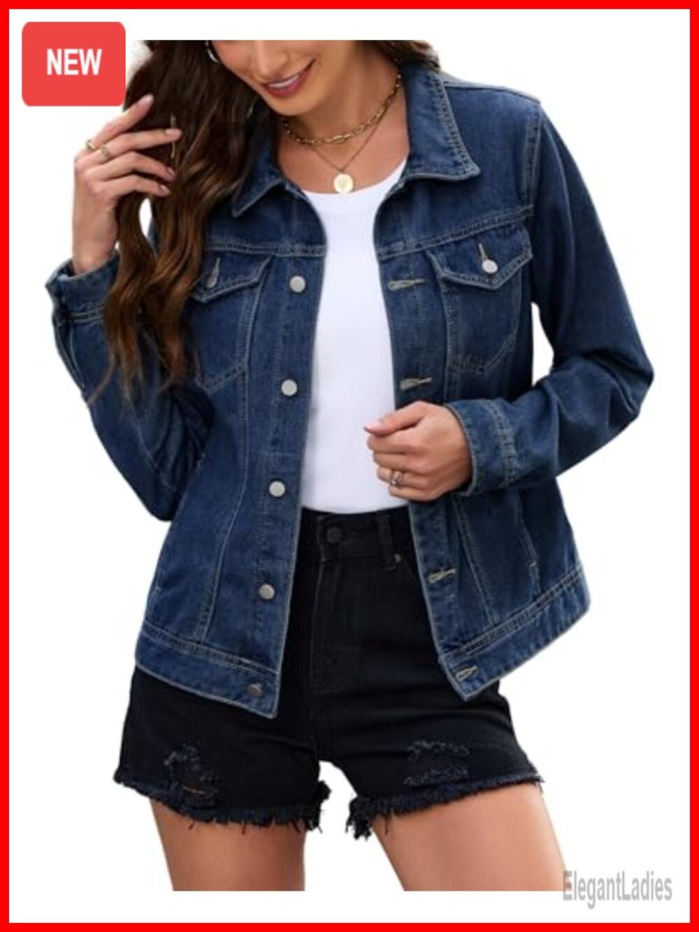 Cropped Denim Jacket Stretch Fitted Button Down Long Sleeve Women Casual Jean